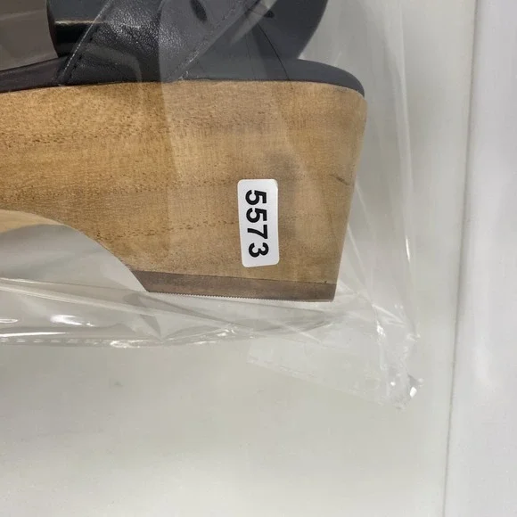 Everlane Shoes Womens Size 7 Sandals Clogs Platform Wooden Heel Buckle‎ Leather - Picture 14 of 15